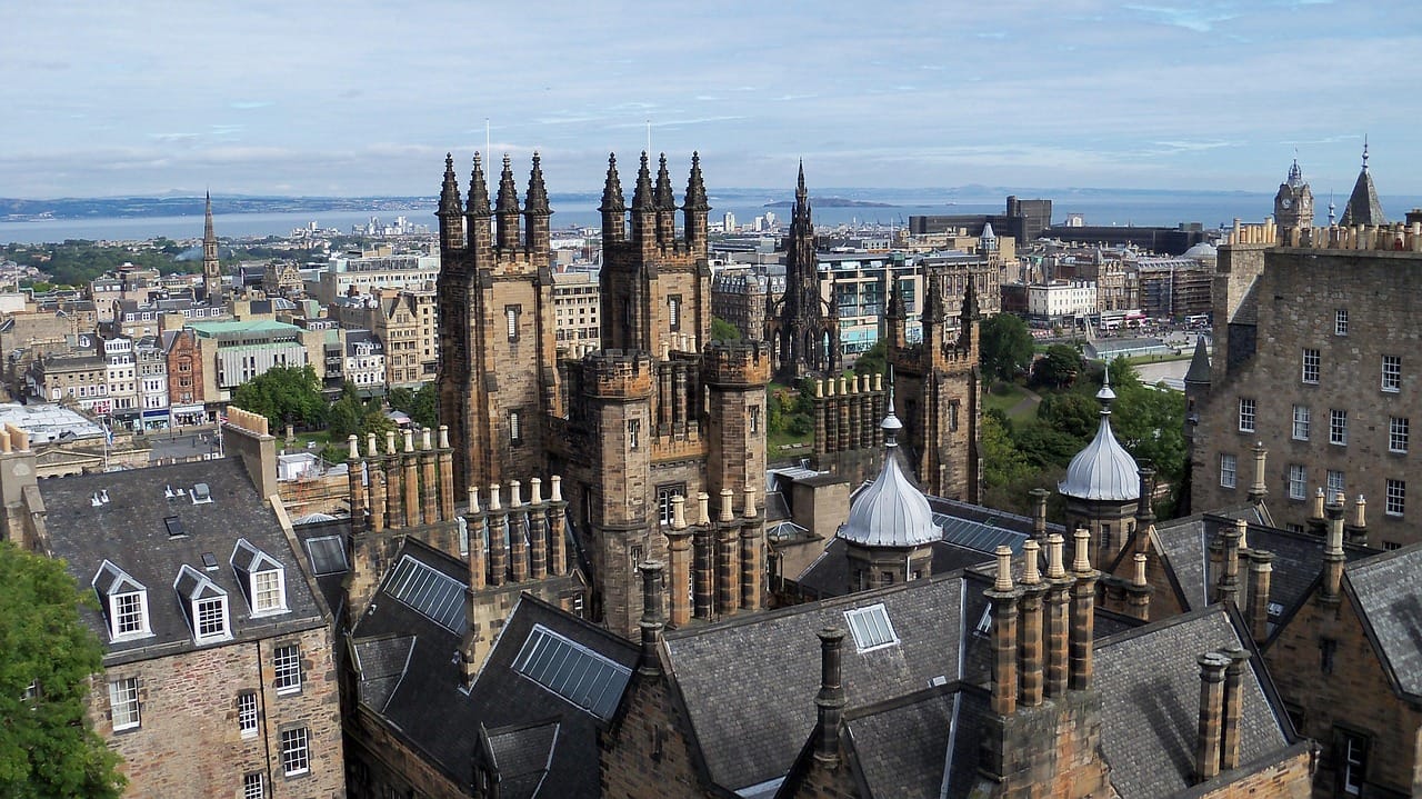 Edinburgh Castle view over the city in winter light