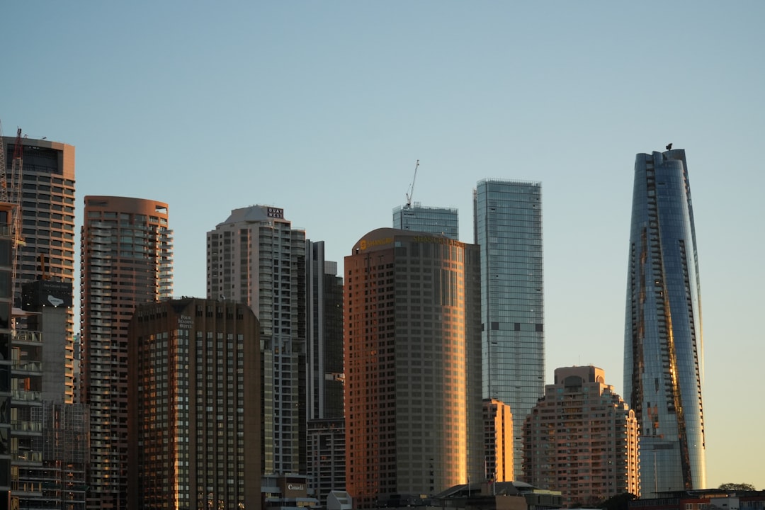 a group of tall buildings sitting next to each other